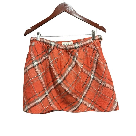 Vintage Old Navy Wool Skirt Plaid Mini SIze 10 Red 90s Y2K Academia School Girl - Picture 5 of 6